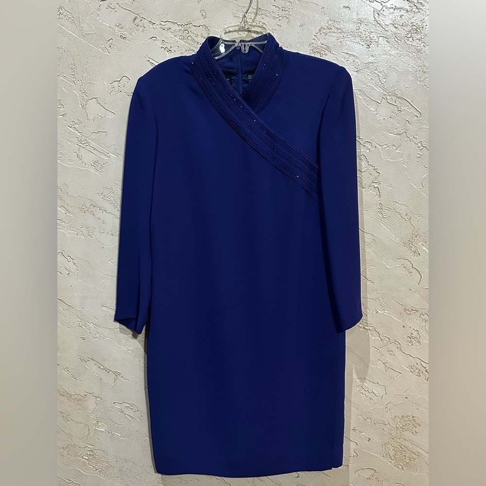 Liz Claiborne Women’s Dark Purple Beaded Long Sleeve Dress size 12